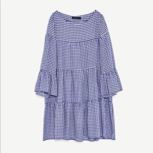 Zara blue gingham mini dress